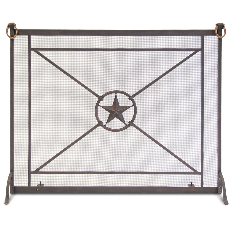 Single Panel Western Star Screen - Distressed Bronze with Leather Accents