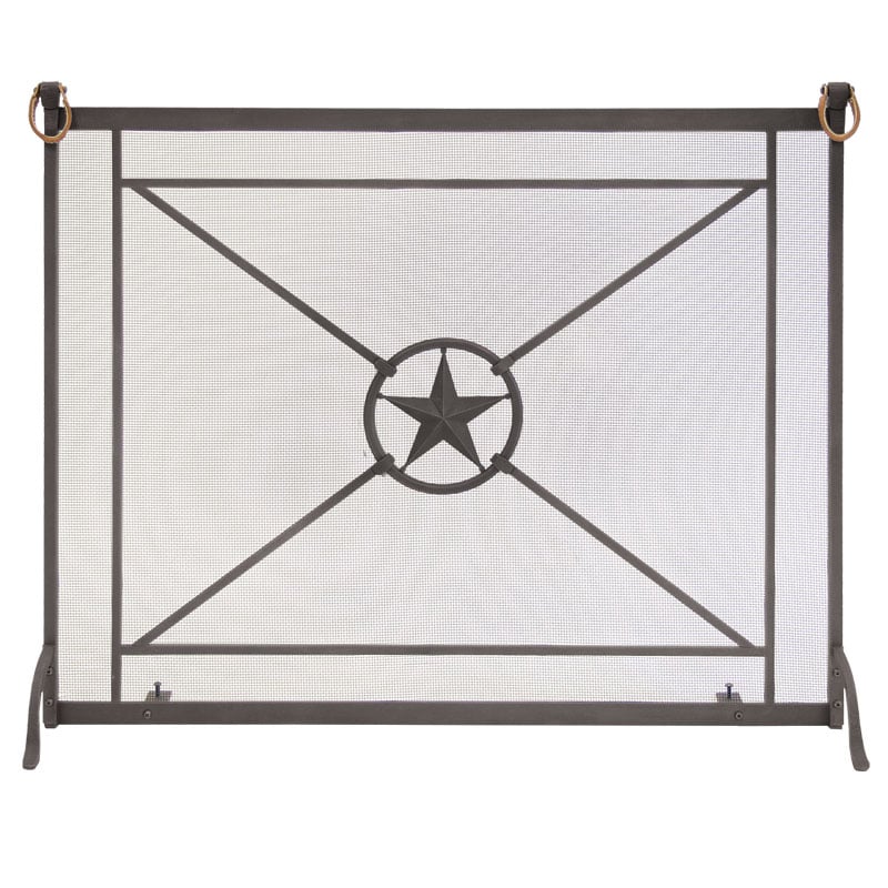 Single Panel Western Star Screen - Black with Leather Accents