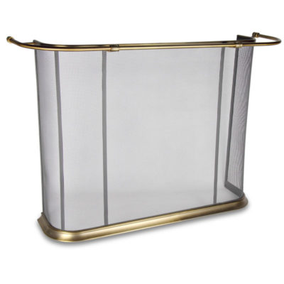 Old English Antique Brass Bowed Screen, 47 x 31.5 in.