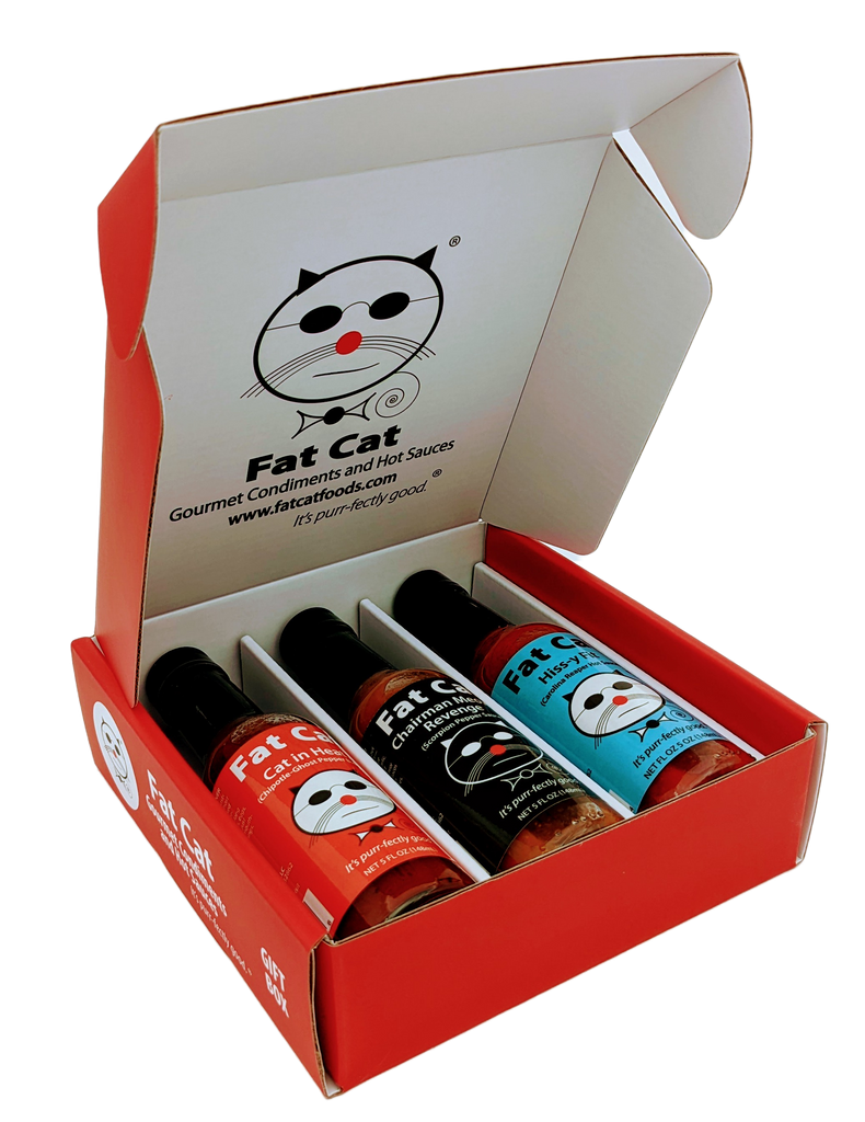 Picture of Fat Cat Gourmet Hot Sauces HEATLOVERS-3PACK Heat Lovers 3 Bottle Hot Sauce Gift Box