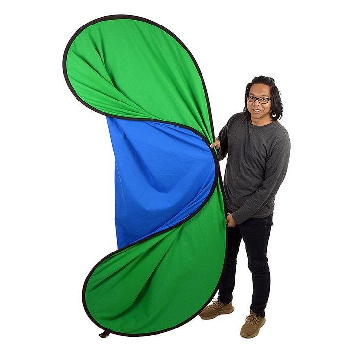 Background-5x7-Kit-BG 5 x 7 ft. Collapsible Portable Chromakey Muslin Background with Stand, Blue & Green