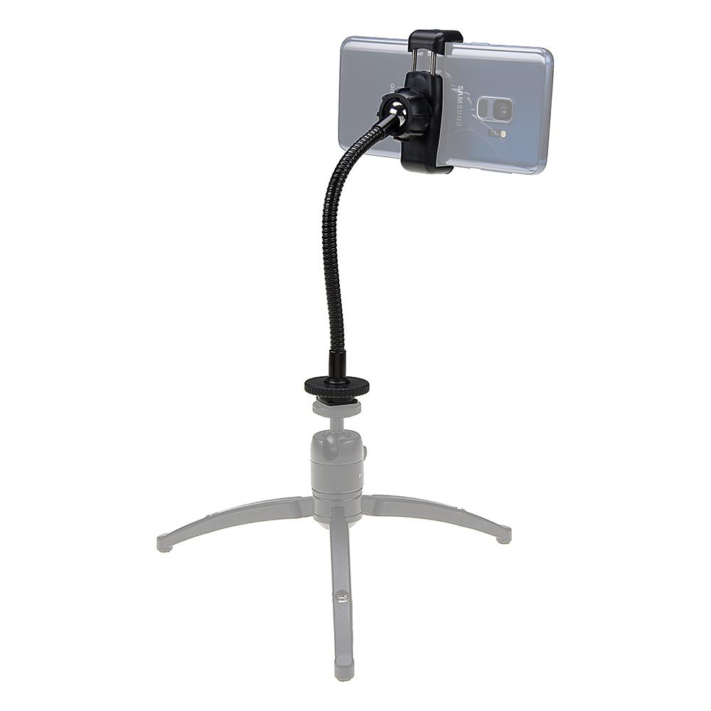 Gooseneck-Phone-Mount Cell Phone Mount with Gooseneck Tripod & Hot Shoe Adapter