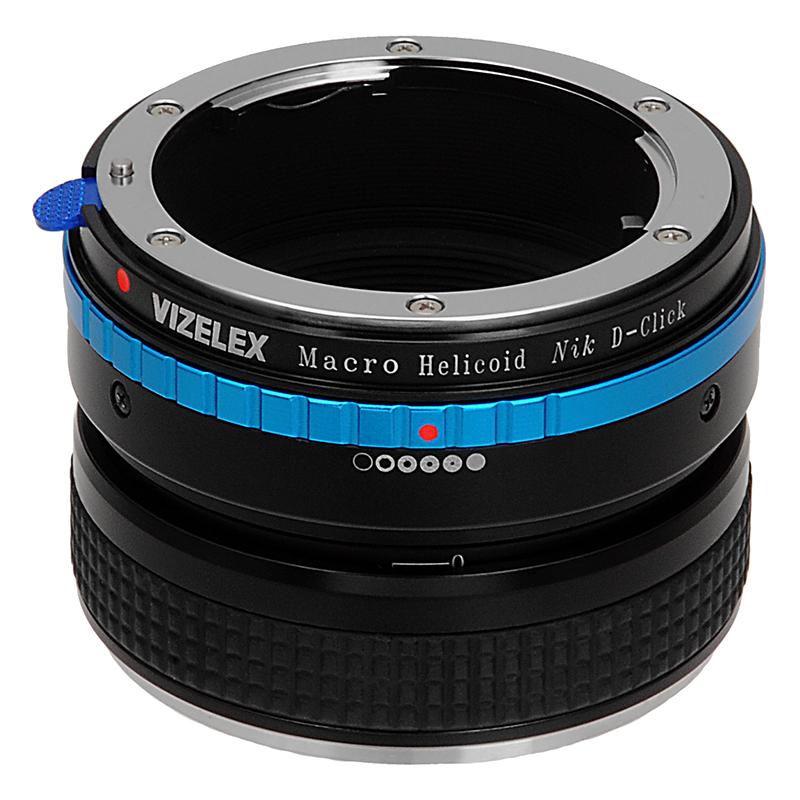 Vzlx-NikG-NikF-Macro Variable Magnification Helicoil Adapter with Nikon F-Mount G-Type Lenses to Nikon F-Mount Cameras
