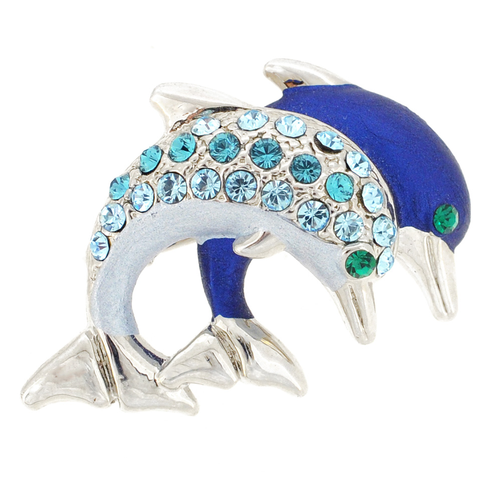 Picture of Fantasyard Couple Dolphin Pin - Sapphire Blue - 1.25 x 1.125 in.