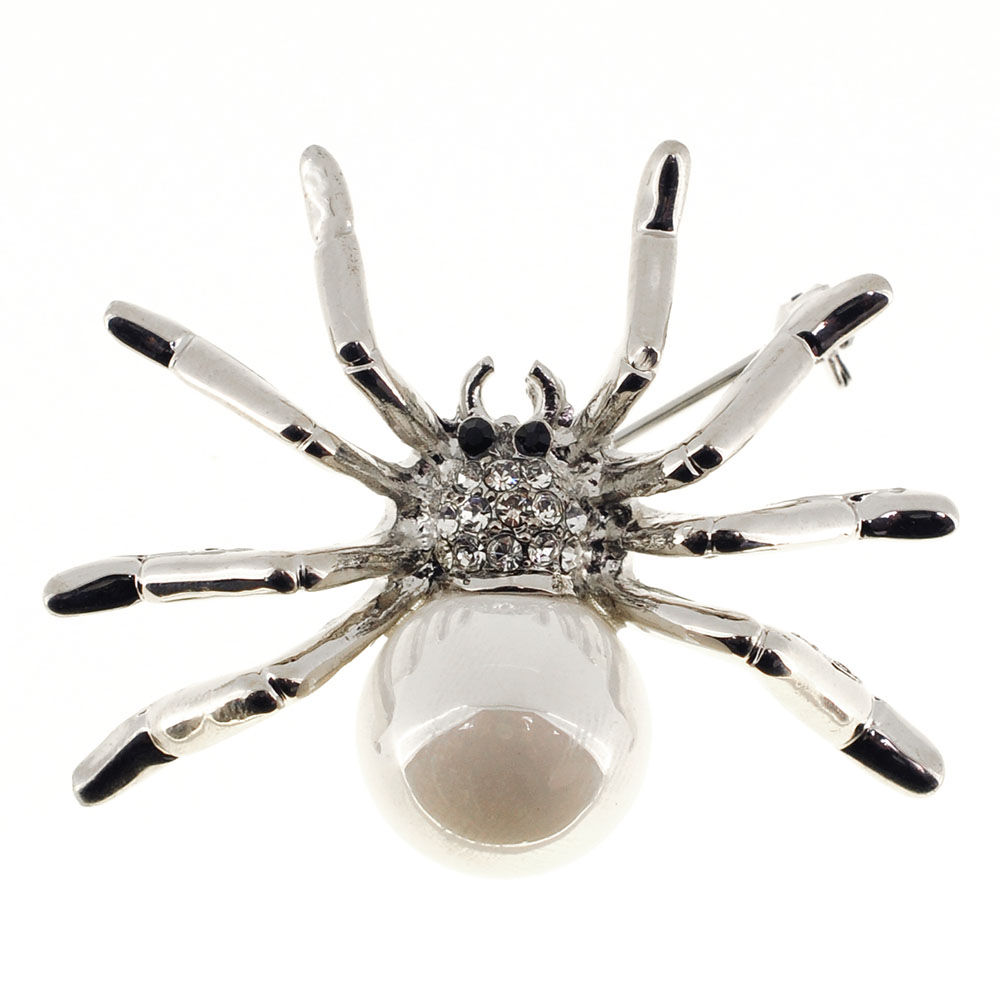 Picture of Fantasyard Crystal & Chrome Spider Pin - Silver - 1.75 x 1.375 in.