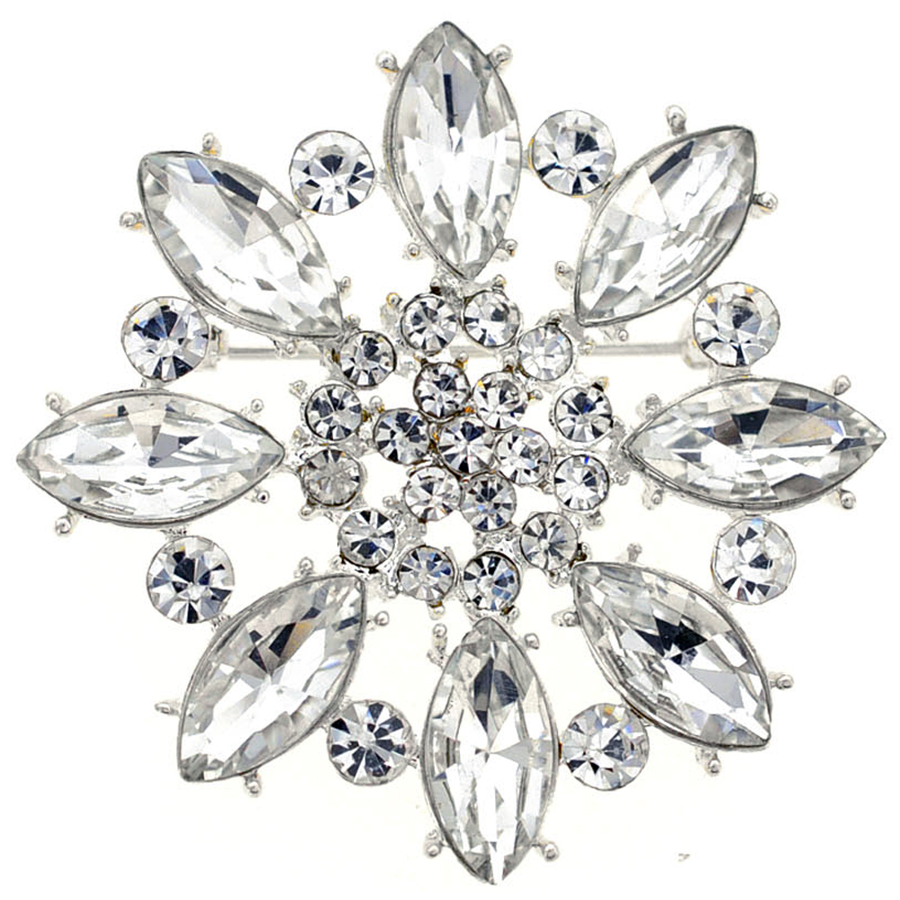Picture of Fantasyard 2 oz Crystal Flower Wedding Pin - Silver - 2 x 2 in.