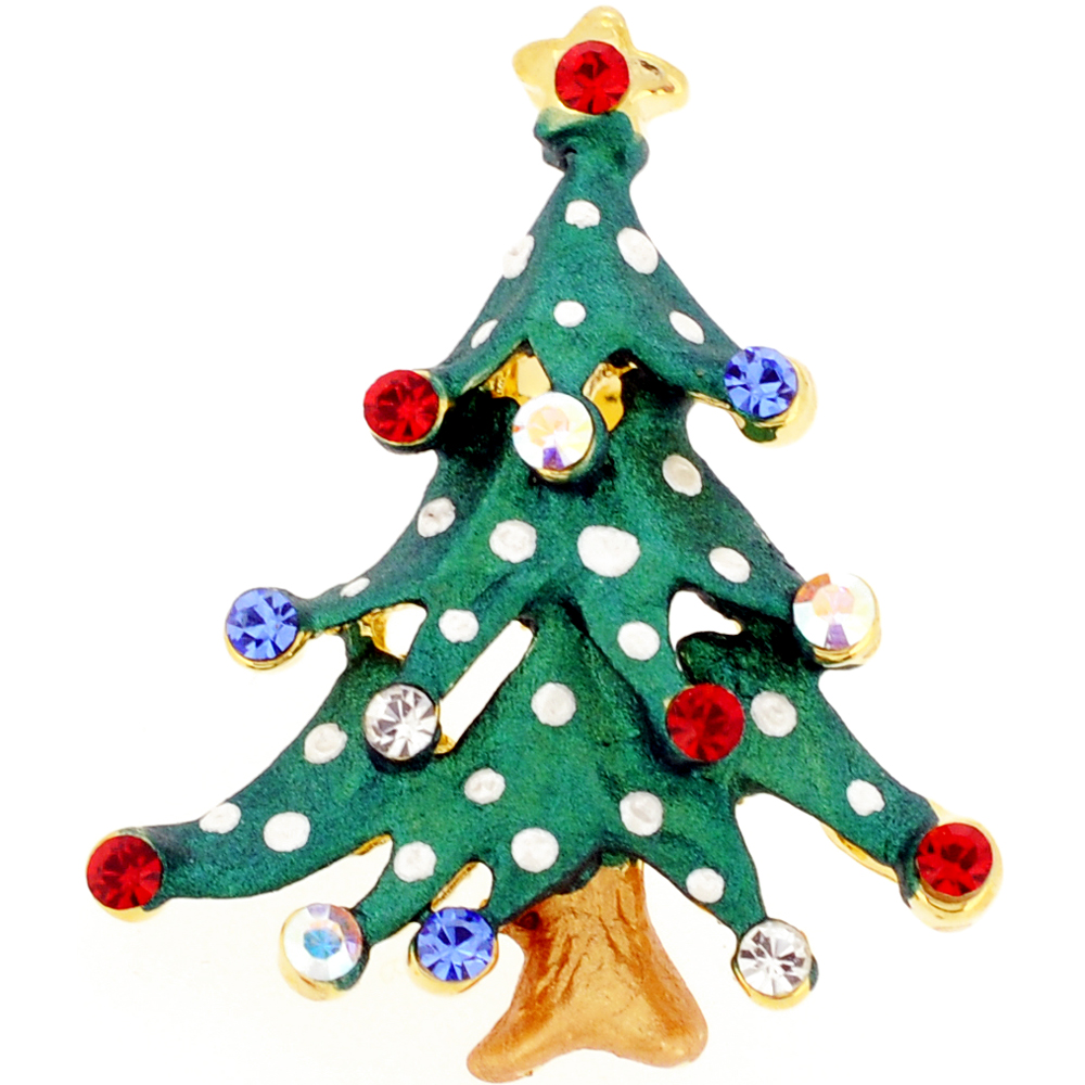 Picture of Fantasyard Christmas Tree Crystal Lapel Pin - Multicolor - 0.875 x 1.125 in.
