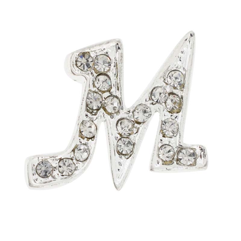 Picture of Fantasyard Chrome Letter M Crystal Lapel Pin - Silver - 0.75 x 0.625 in.