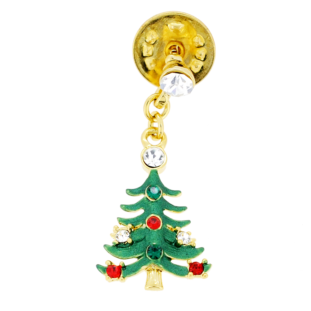 Picture of Fantasyard 2 oz Christmas Tree Swarovski Crystal Lapel Pin - Green - 0.625 x 0.875 in.