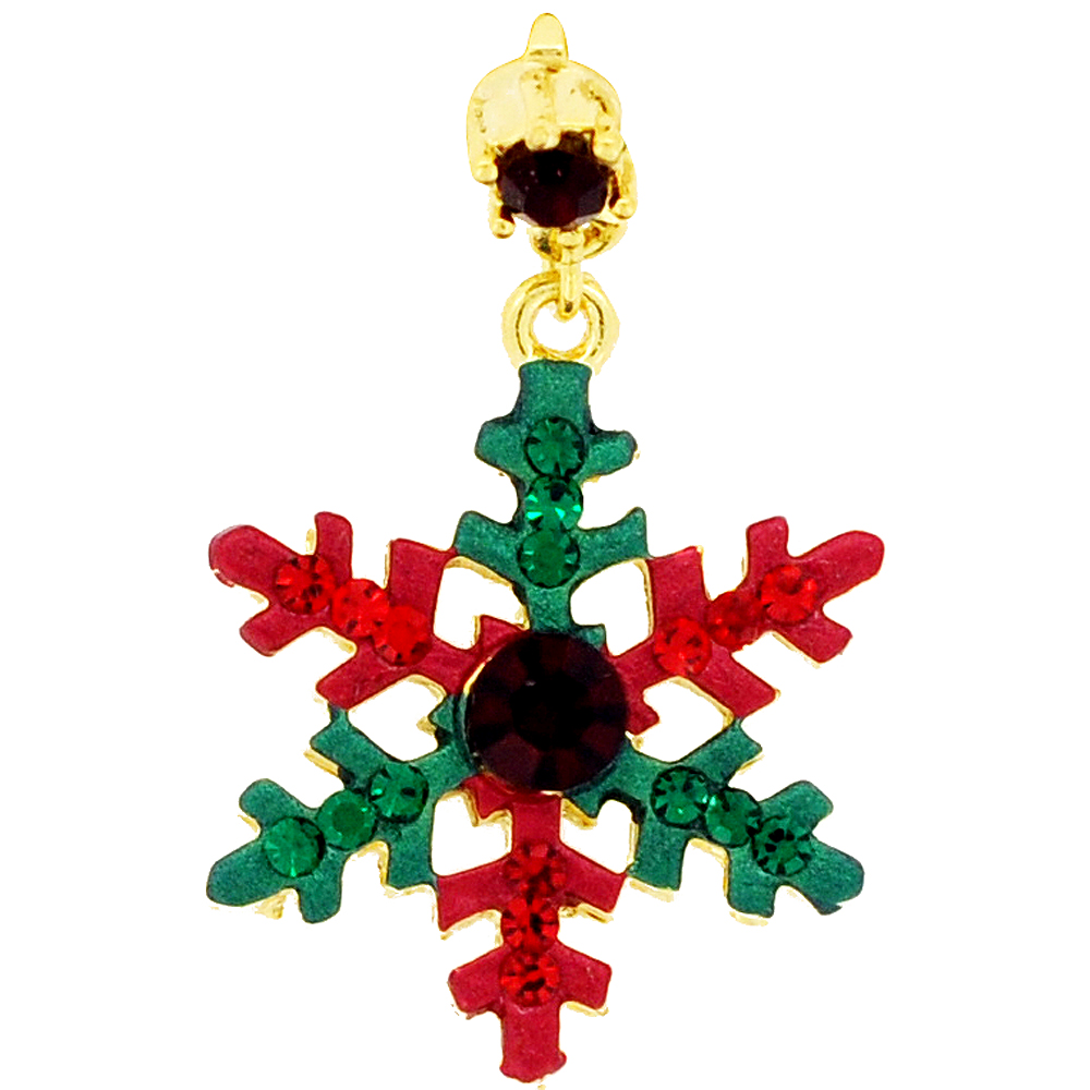Picture of Fantasyard Christmas Snowflake Tack Pin - Red & Green - 0.875 x 0.875 in.