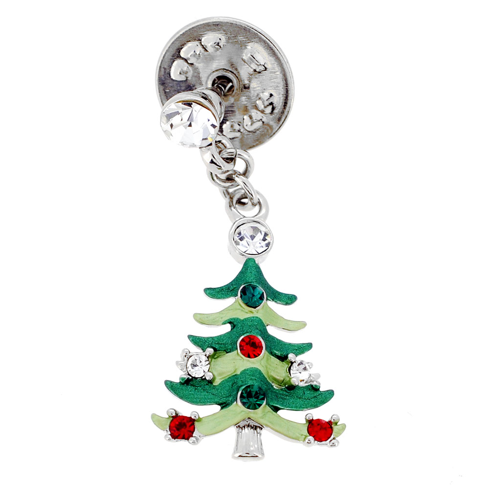Picture of Fantasyard Christmas Tree Swarovski Crystal Lapel Pin - Green - 0.625 x 0.875 in.
