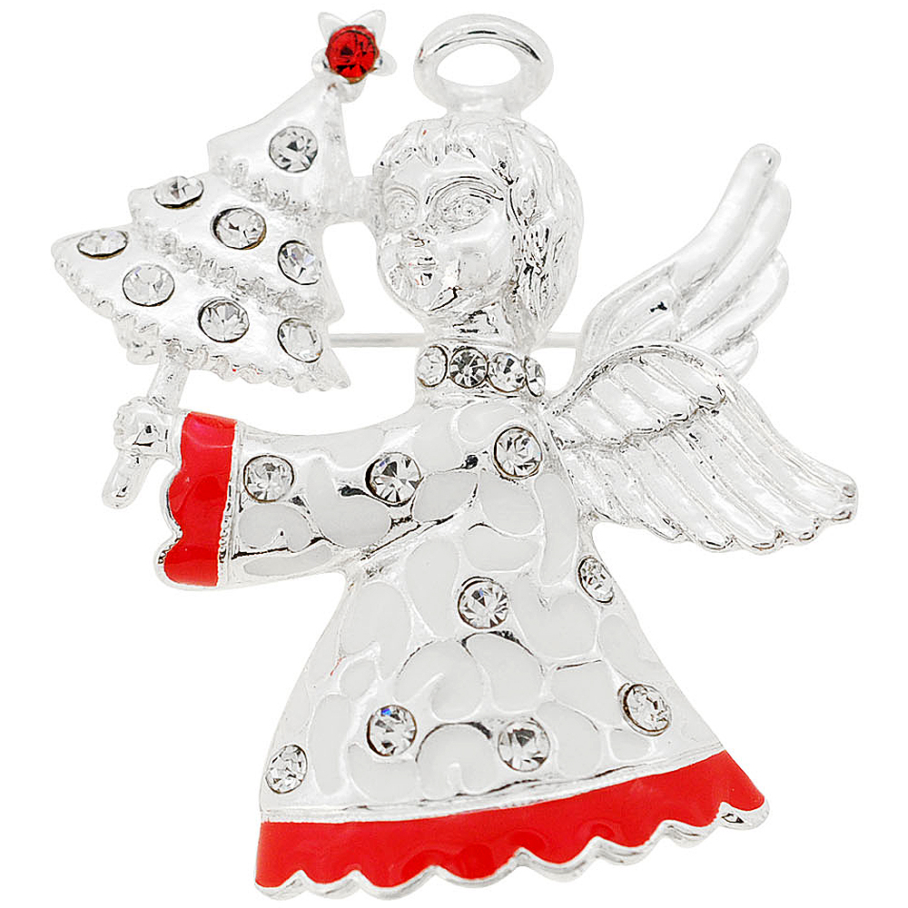 Picture of Fantasyard Christmas Tree Angel Pin & Pendant - Silver - 1.5 x 1.75 in.