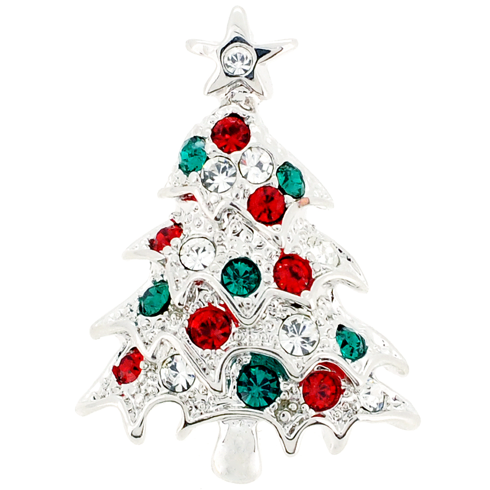 Picture of Fantasyard Christmas Tree Swarovski Crystal Lapel Pin - Multicolor - 0.75 x 1 in.