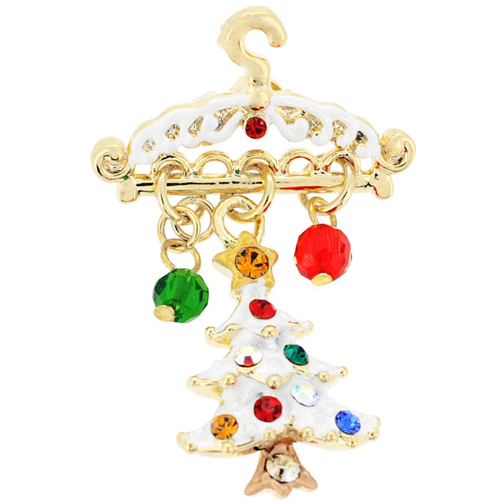 Picture of Fantasyard Christmas Tree with Hanger Swarovski Crystal Lapel Pin - Silver - 1 x 1.5 in.