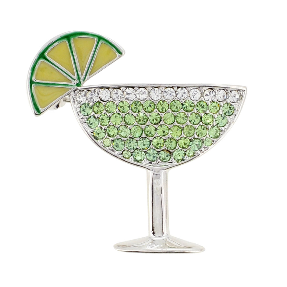 1.25 x 1.25 in. Green Margarita Glass Crystal Brooch & Pendant, Silver Tone -  Fantasyard, 1000563
