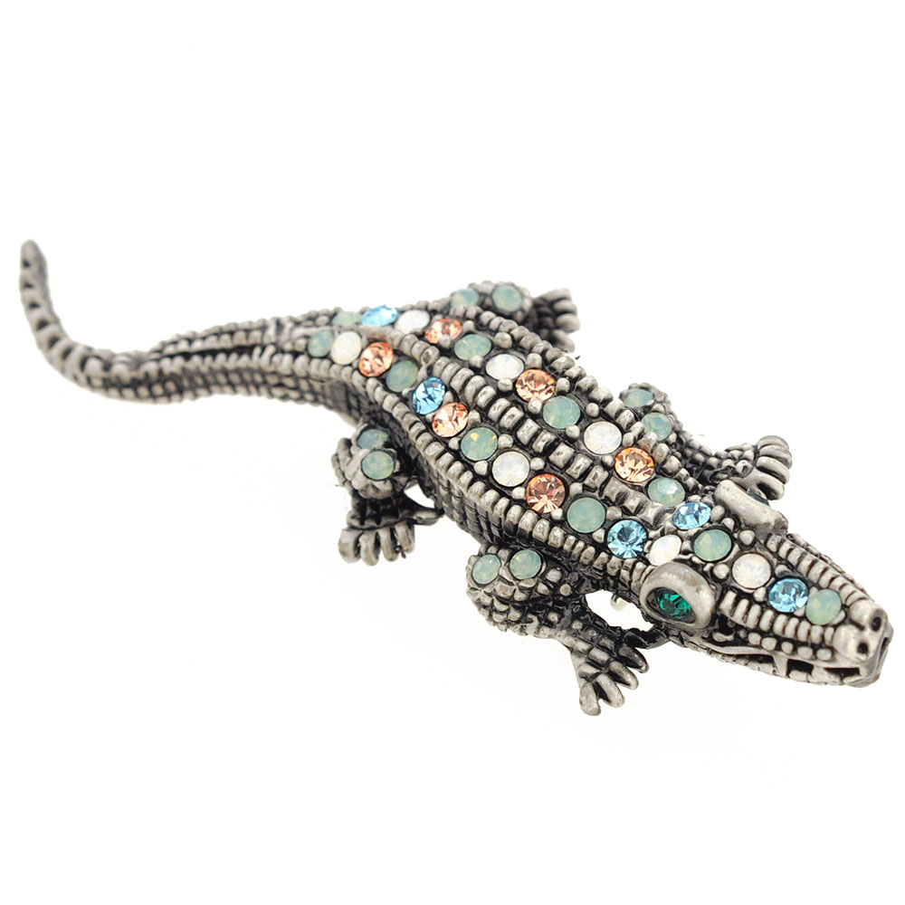 Picture of Fantasyard 1010432 Alligator Swarovski Crystal Brooch Pin&#44; Multi Color