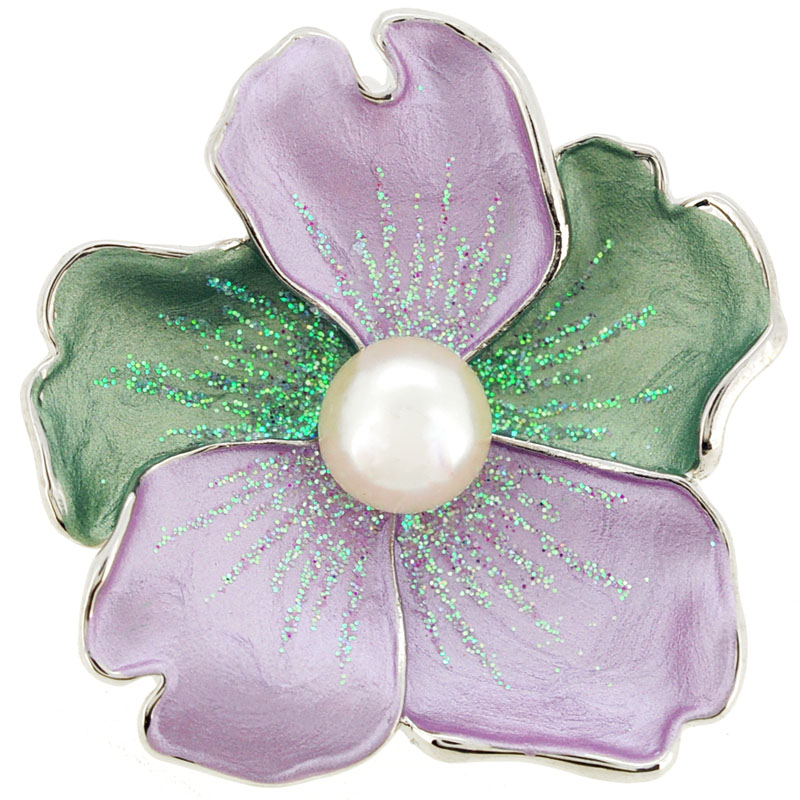 Picture of Fantasyard 1010591 Pearl Flower Brooch & Pendant Pin&#44; Purple & Green