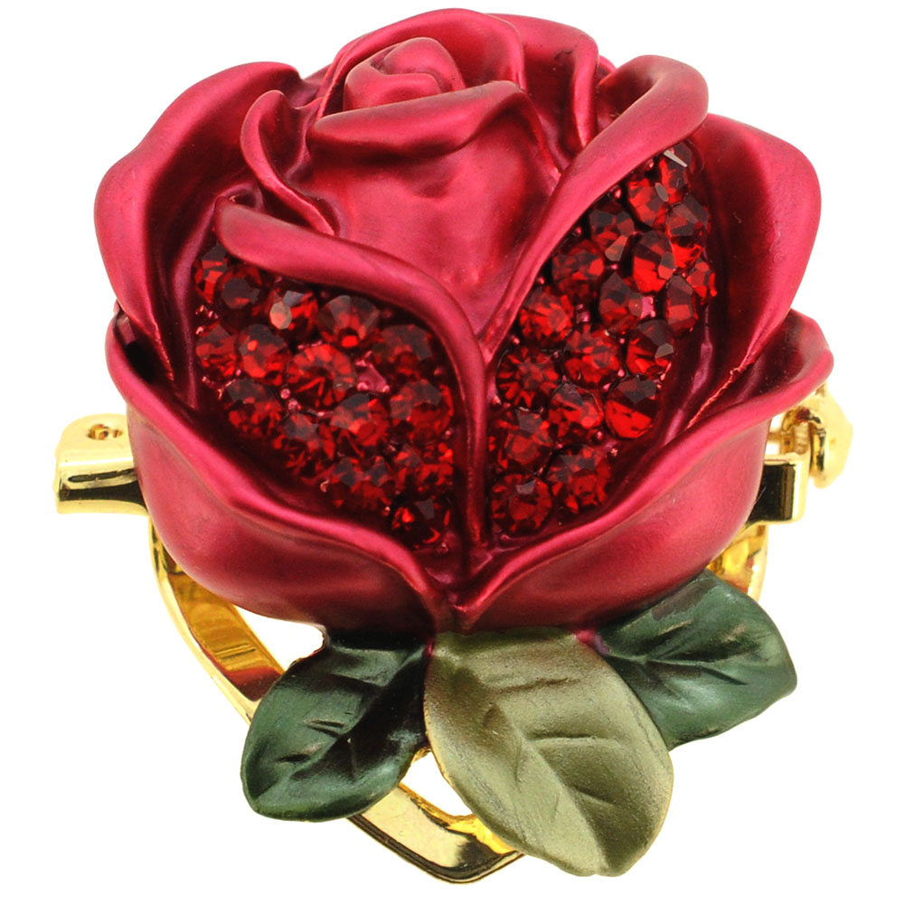 Picture of Fantasyard 1003062 Rose Crystal Brooch Pin&#44; Red