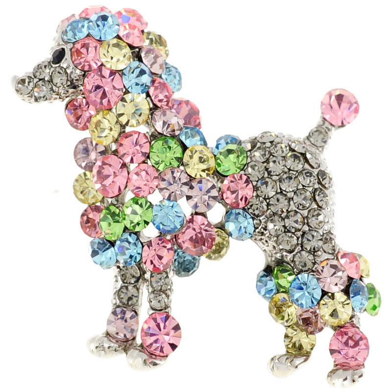 Picture of Fantasyard 1012781 Poodle Crystal Animal Brooch Pin&#44; Multi Color