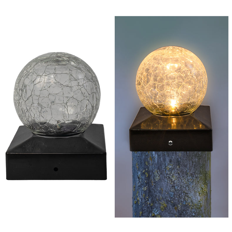 Picture of Crosslight M-K60 Crackle Ball Post Cap Solar Light&#44; Set of 2
