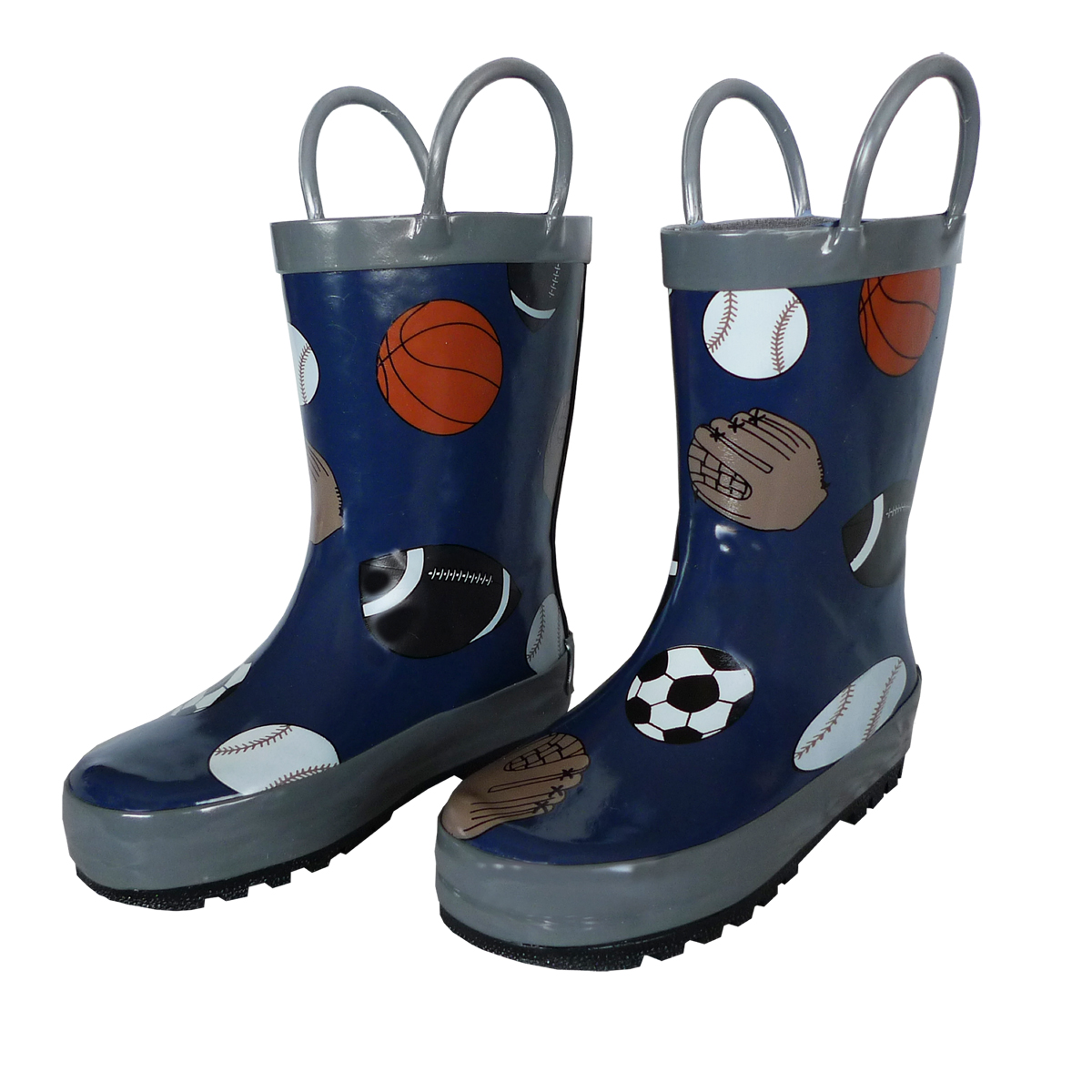 FOX-600-14-10 Childrens Navy Sports Balls Rain Boot - Size 10