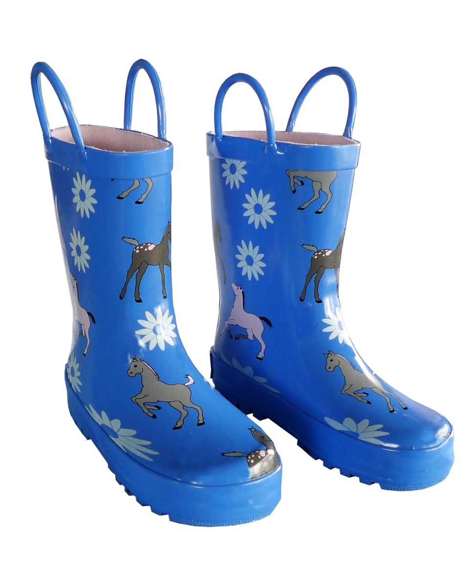 FOX-600-24-1 Childrens Blue Pony Rain Boot - Size 1