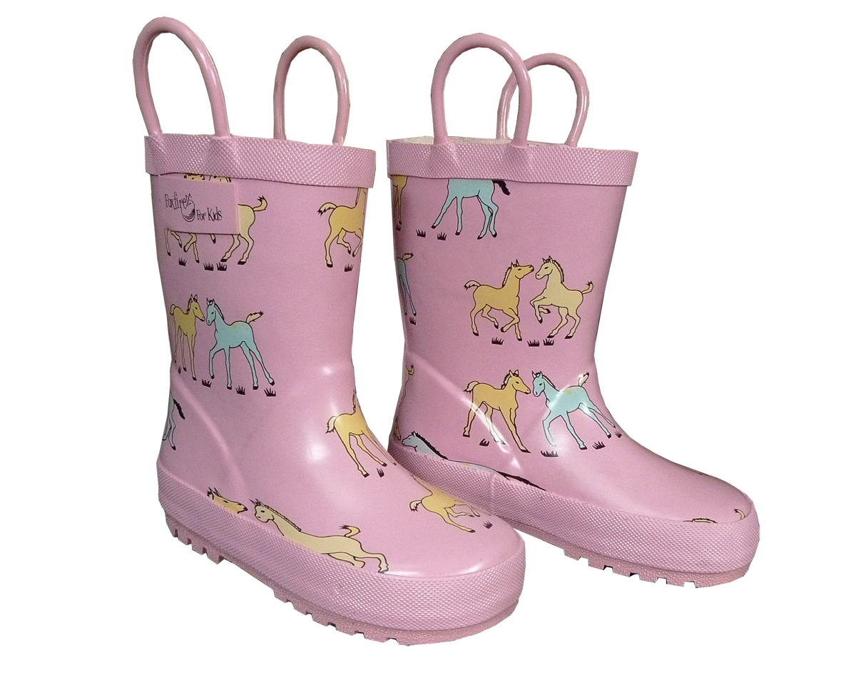 FOX-600-40-3 Childrens Pink Pony Rain Boot - Size 3
