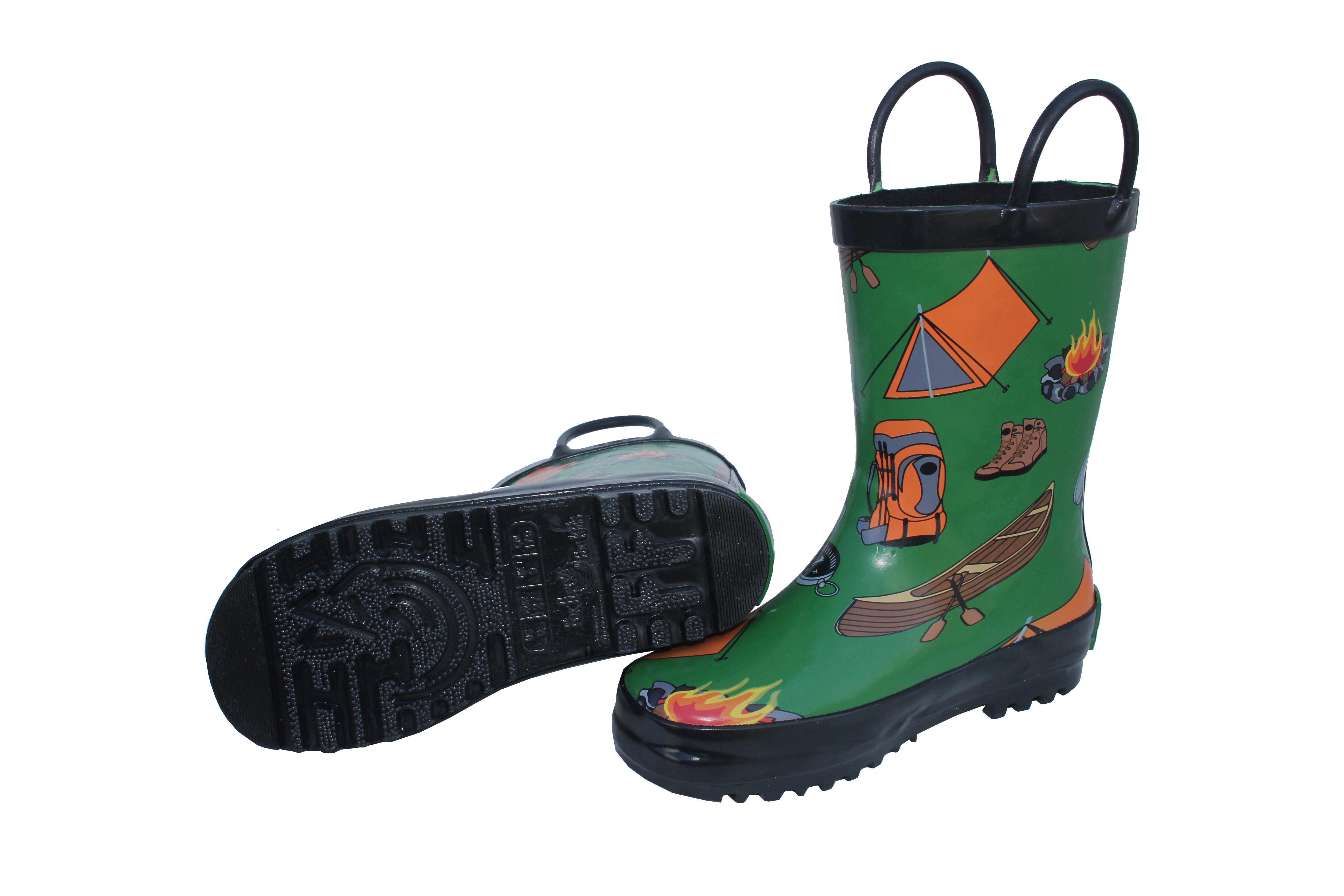 Childrens Camping Rain Boot, Green - Size 10