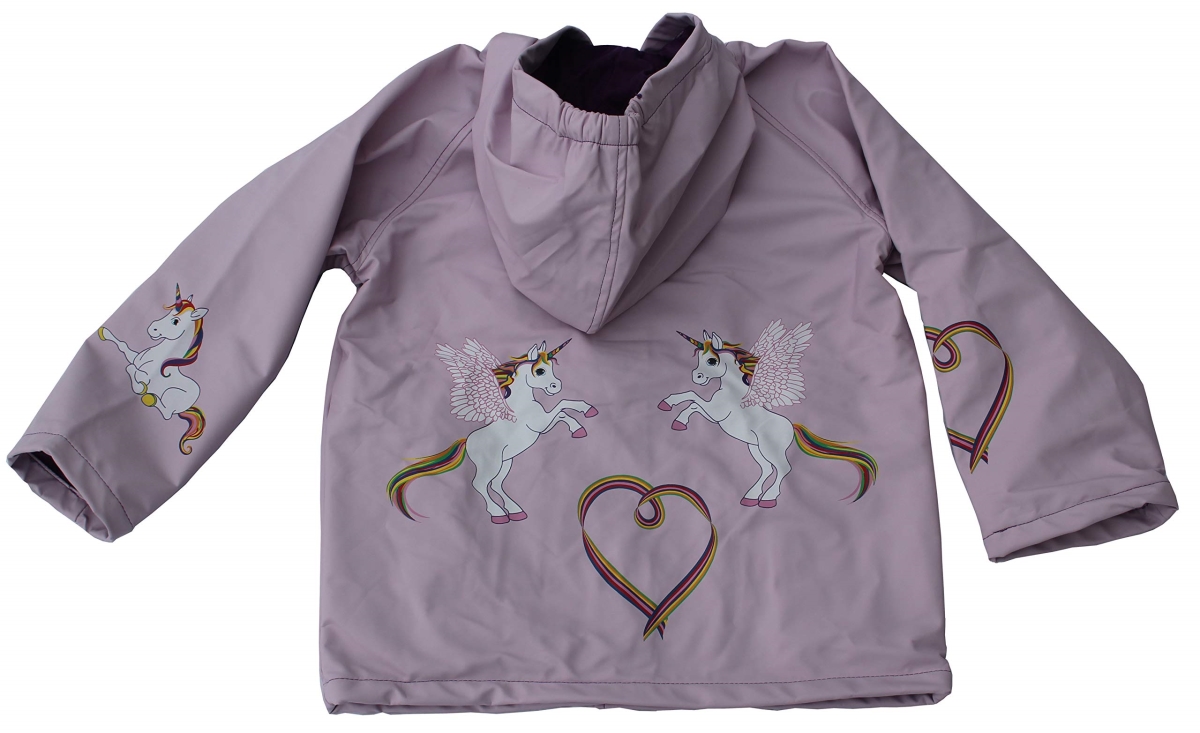 Picture of Foxfire FOX-601-78-8 Girls Lilac Rainbow Unicorn Toddler Raincoat - Size 8