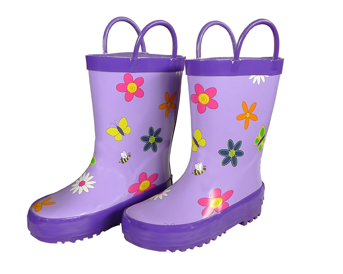FOX-600-70-11 Childrens Lavender Flower Rain Boot - Size 11