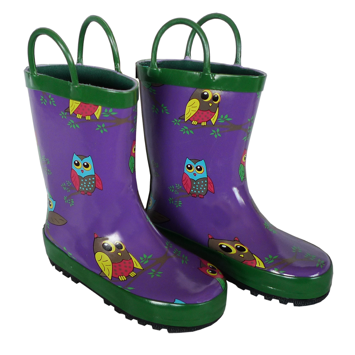 FOX-600-74-6 Childrens Purple Owl Rain Boot - Size 6