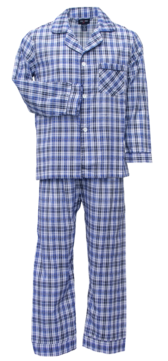 Sleepwear Plaid Long Sleeve Long Leg Set Plaid, Blue - 3X