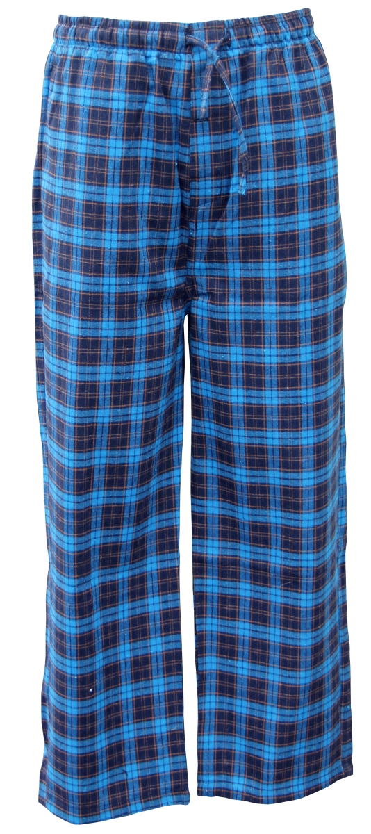 1003BL Cotton Plaid Flannel Lounge Pants - Blue - 4X - Comfortable Fit