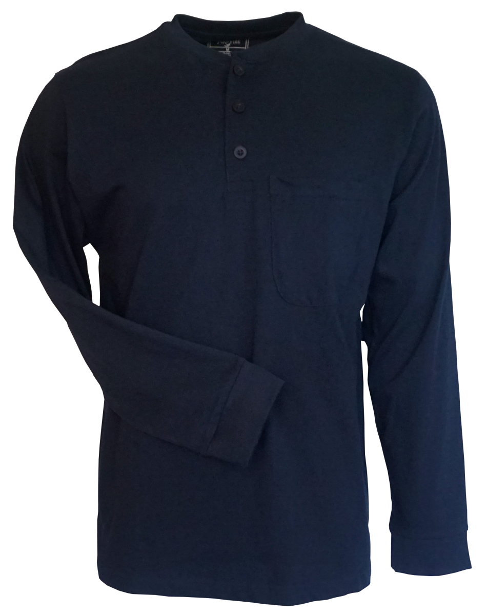 493 20 L Sportswear Long Sleeve Pocket 3 button Henley Navy Large