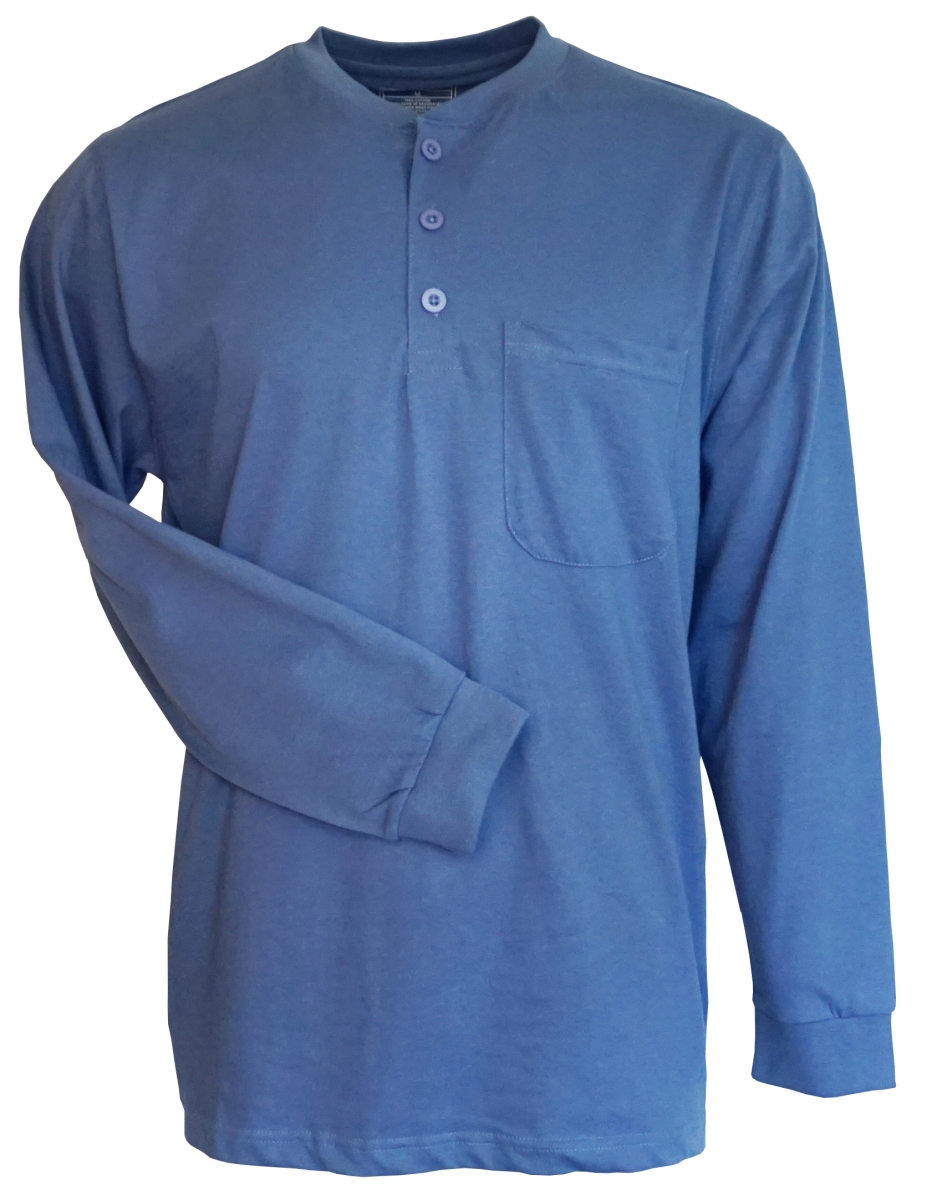 493 25 5XB Sportswear Long Sleeve Pocket 3 button Henley Denim Heather 5X Big