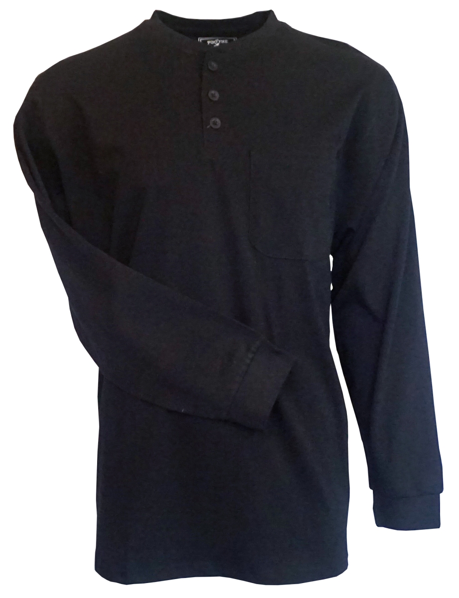 493 90 L Sportswear Long Sleeve Pocket 3 button Henley Black Large