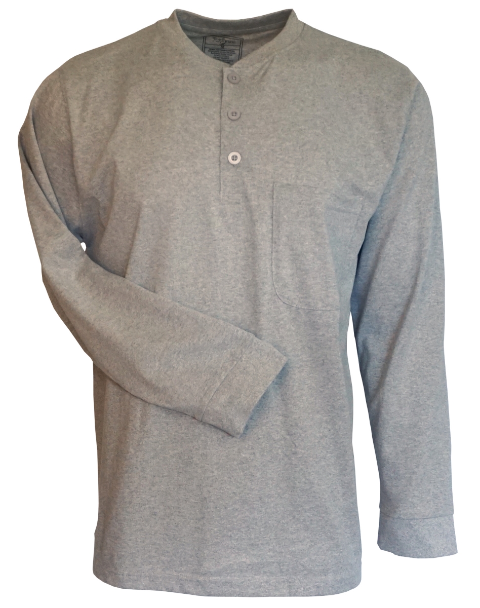 493 85 3XB Sportswear Long Sleeve Pocket 3 button Henley Heather Grey 3X Big