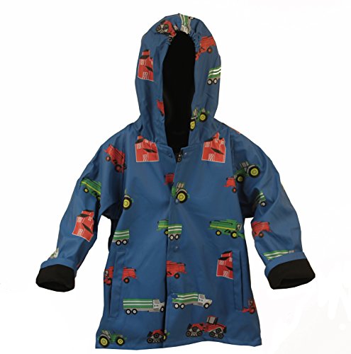 FOX-601-16-5 Childrens Blue Farm Equipment Raincoat - Size 5