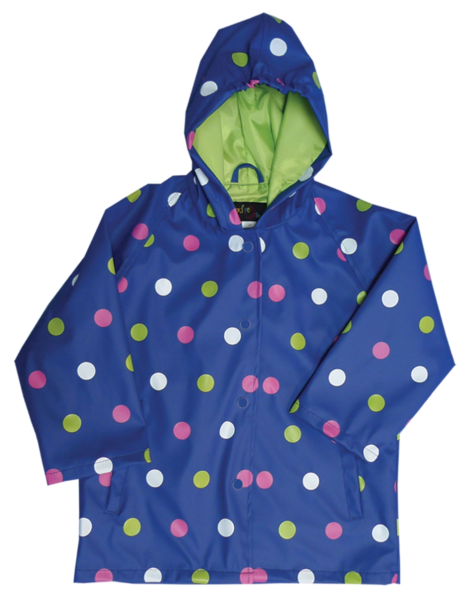 Picture of Foxfire FOX-601-25-5 Childrens Navy Polka Dot Raincoat - Size 5