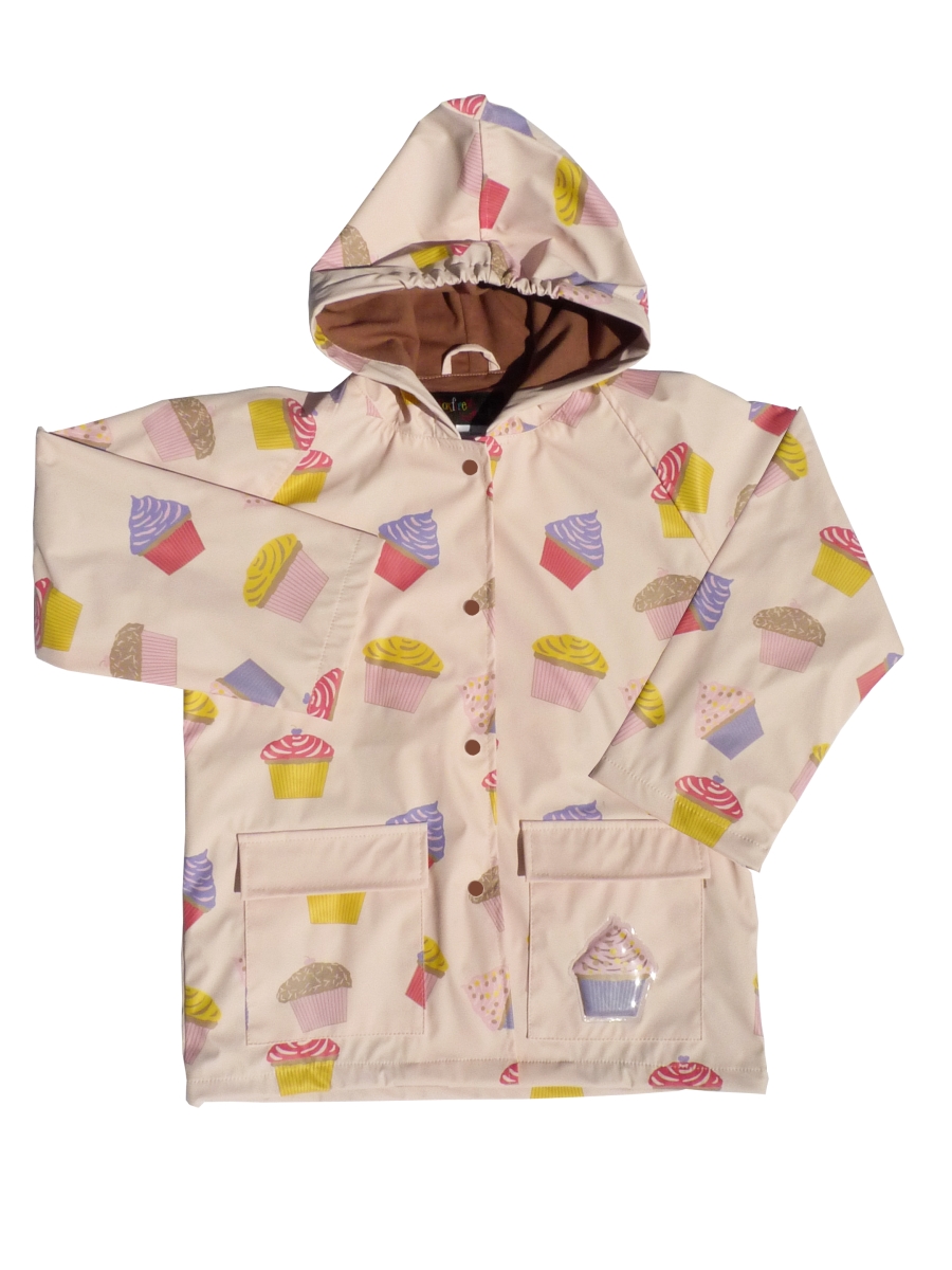 FOX-601-46-5 Childrens Pink Cupcakes Galore Raincoat - Size 5