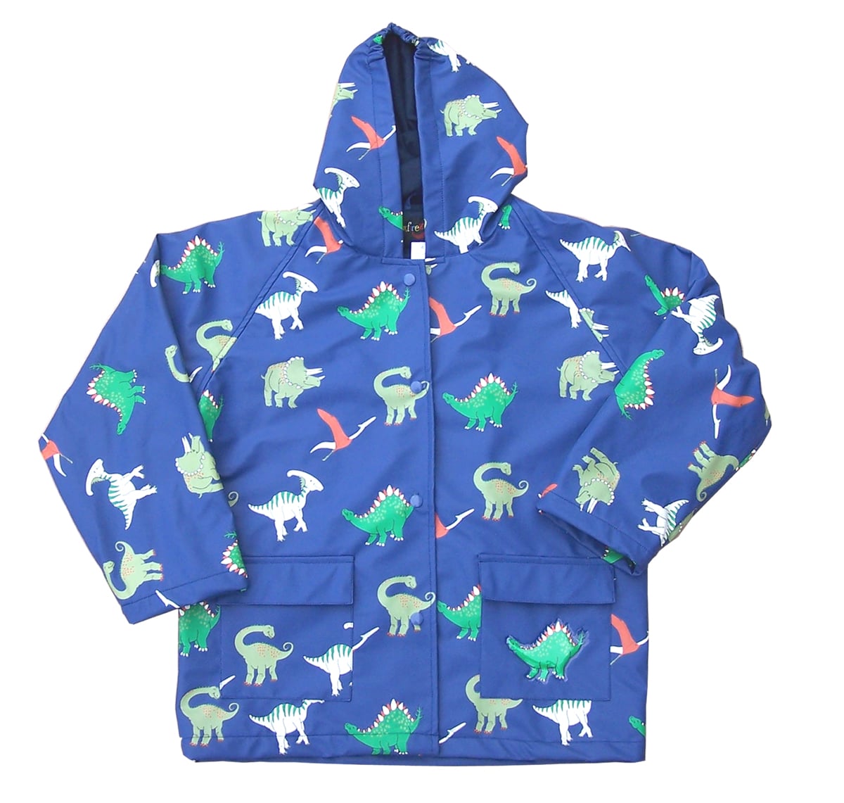 FOX-601-65-5 Childrens Blue Dinosaurs Raincoat - Size 5