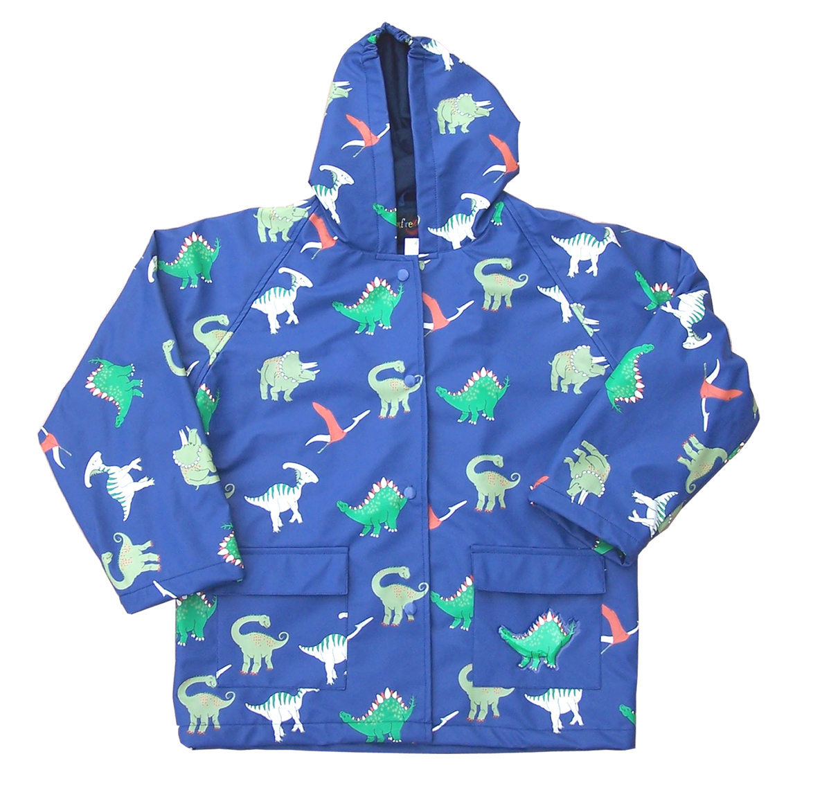 FOX-601-65-8 Childrens Blue Dinosaurs Raincoat - Size 8