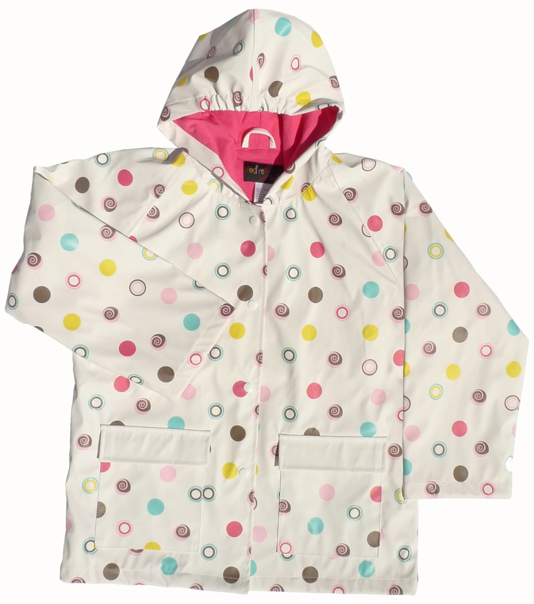 FOX-601-80-4T Childrens White Polka Dots Raincoat - Size 4T
