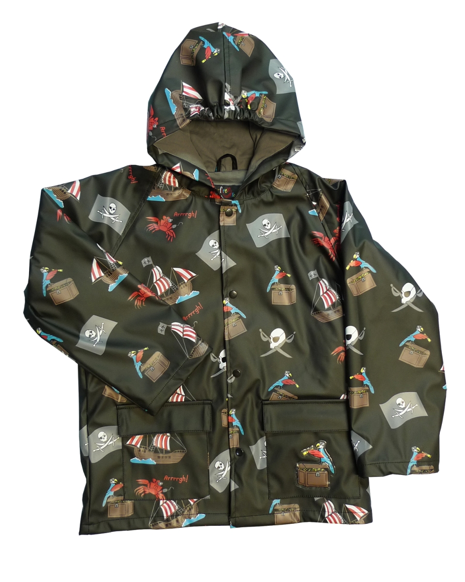 FOX-601-94-4T Childrens Black Pirate Raincoat - Size 4T
