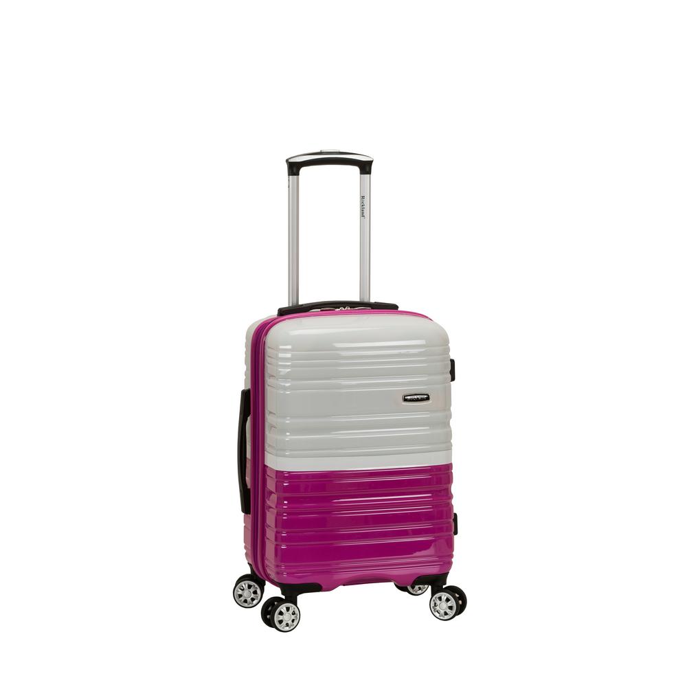 20 in. Melbourne Expandable Abs Carry On Luggage, Magenta & White