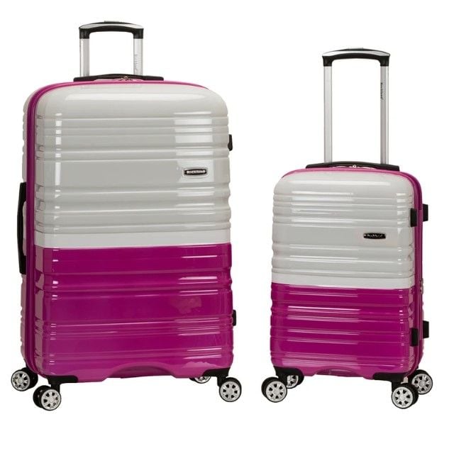 Picture of Rockland F225-2TONEWHITE Luggage Expandable Spinner Set, Magenta & White - 2 Piece