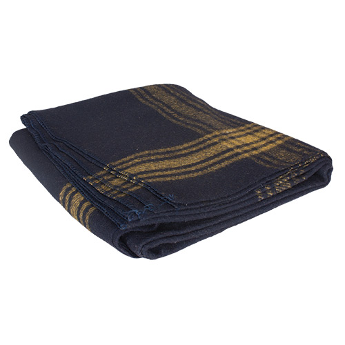 Picture of FoxOutdoor 818-12  Mustard-Striped Navy Wool Blanket 