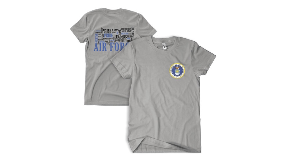 Air Force Words Mens T-Shirt, Grey - Medium