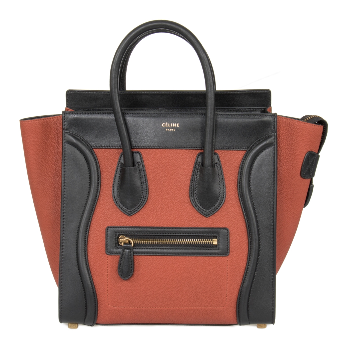 Picture of Celine CEL-HBAG-MICRO-MAR-BLK Micro Luggage Leather Bag - Tri-Color&#44; Black & Gold Hardware