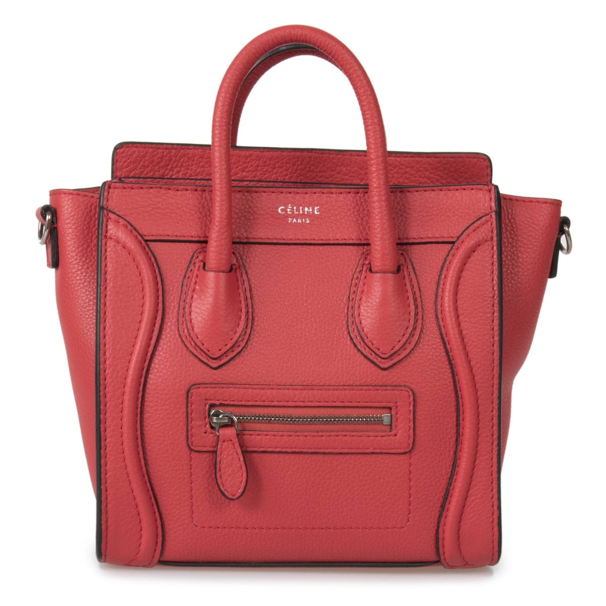 Picture of Celine CEL-HBAG-NANO-RED-BLK Nano Luggage Red Baby Grained Calfskin Leather Shoulder Bag&#44; Black